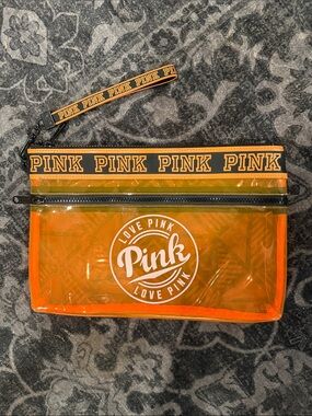 VS PINK Orange Clear Wet Dry Bag with Logo Trim